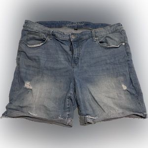Bermuda Style Distressed Jean Shorts